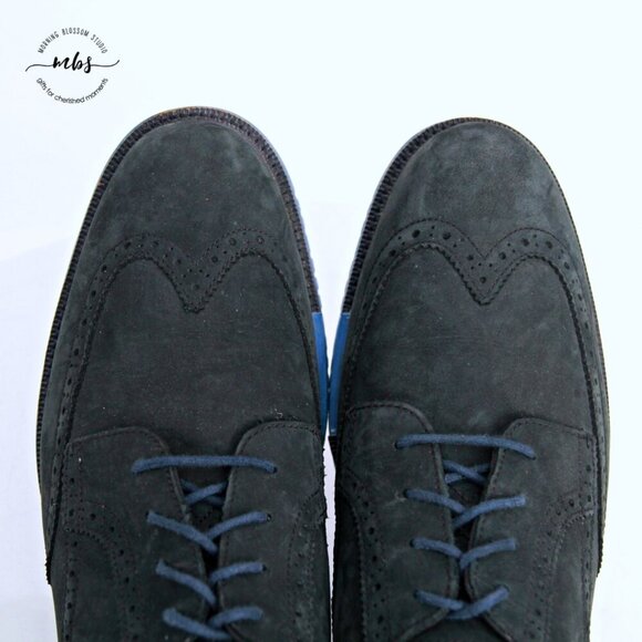 Cole Haan Lunargrand Wingtip Suede Oxfords Navy Men 13 - Picture 10 of 13
